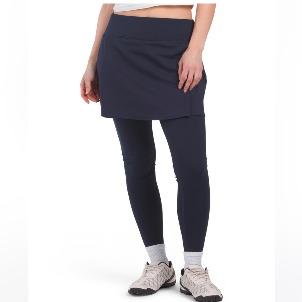 Blue performance skirt with built-in leggings